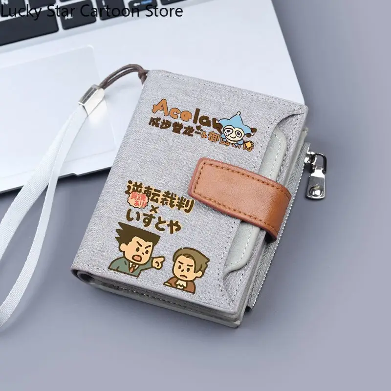 Phoenix Wright: Ace Attorney Anime dessin animé court portefeuille toile unisexe sac à main hommes portefeuilles porte-cartes porte-monnaie Halloween cadeau
