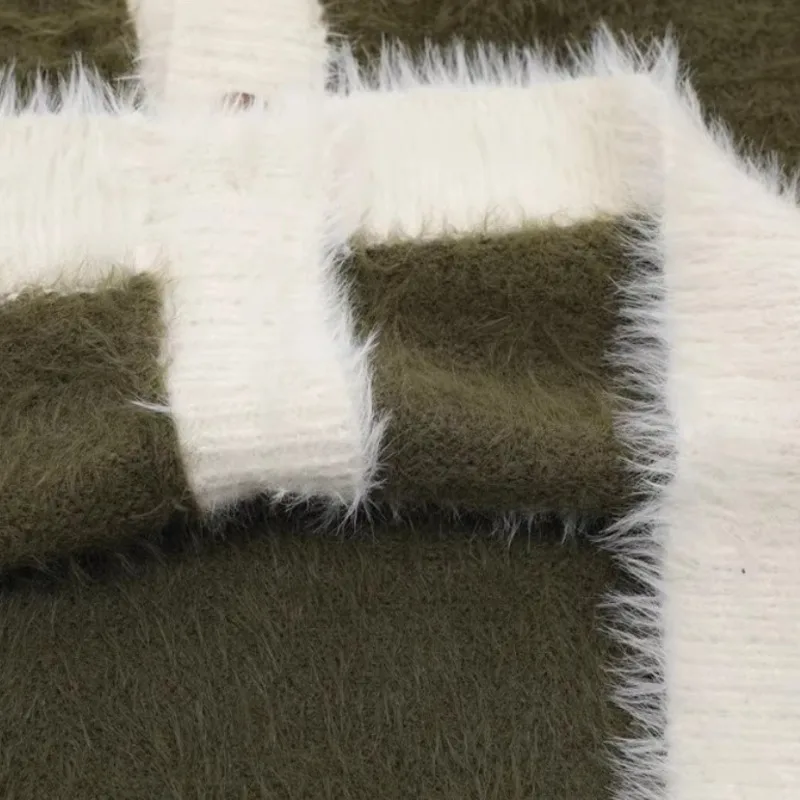 Contrasting Striped V-neck Men's Sweater Casual Loose Fashion Single Breasted Cardigan Couple Street Hip-hop Harajuku Coat Ropa