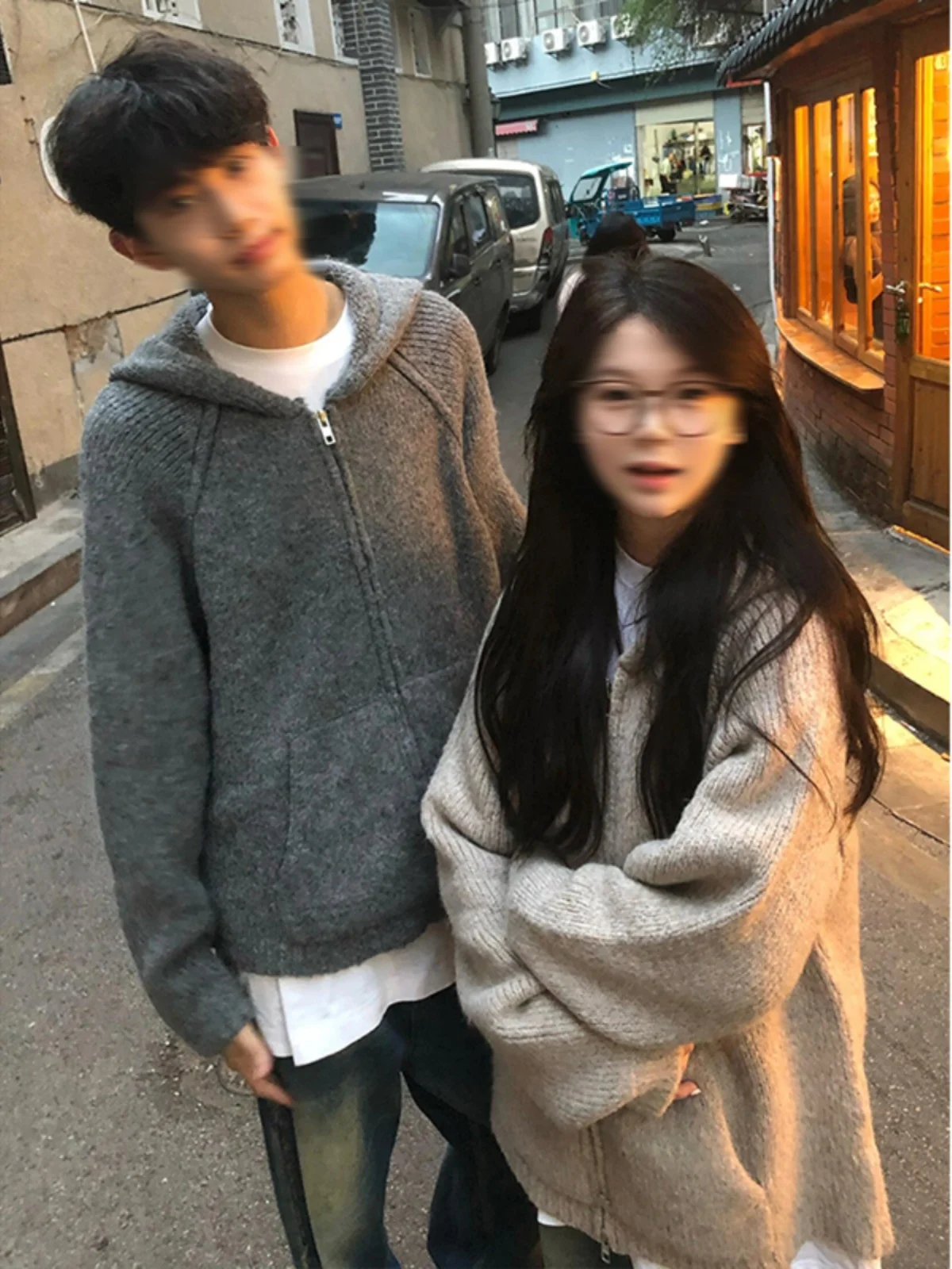 

Cleanfit Knitted Sweater Men's Autumn Winter American Heavyweight Open Cardigan Loose Haome Lazy Sle Couple's Jaet