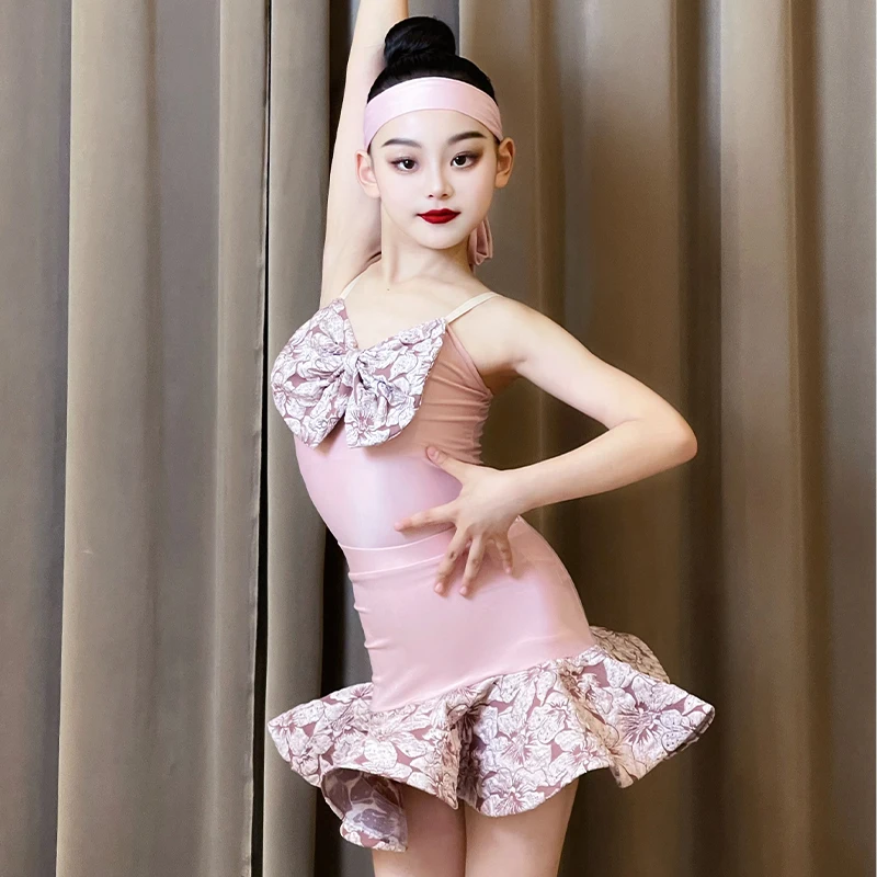 تنورة رقص لاتينية مخصصة للفتيات، أزياء مسرحية، مجموعة فساتين مسابقة قاعة الرقص للنساء