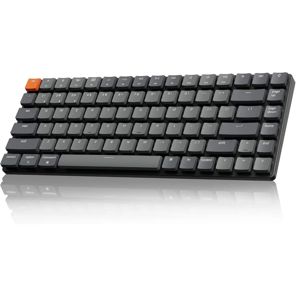 84-Key Ultra-Slim Wireless/Wired Mechanical Keyboard, White LED Backlit, Low-Profile Brown Switch, Mac/Windows Compatible