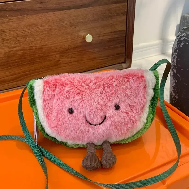 New Jellycat Cute Watermelon Plush Toys Crossbody Bag And Watermelon Pendant Soft Women Girls Kawaii Cartoon Purse Birthday Gift