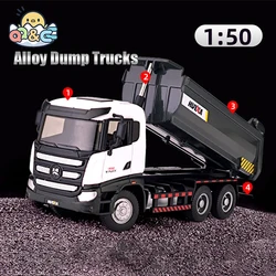 HUINA 1/50 Engineering Vehicle Alloy Model Truck Dump Simulation Metal Transport Excavator Children Toys for Boys Christmas Gift