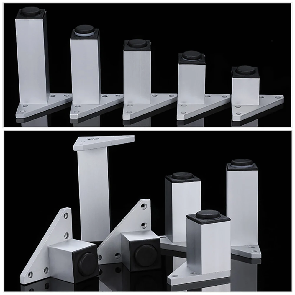 4pc Adjustable Square Cabinet Feet Aluminum Furniture Feet Cabinet Feet Coffee Table Feet Pillar Bathroom Cabinet Support Feet