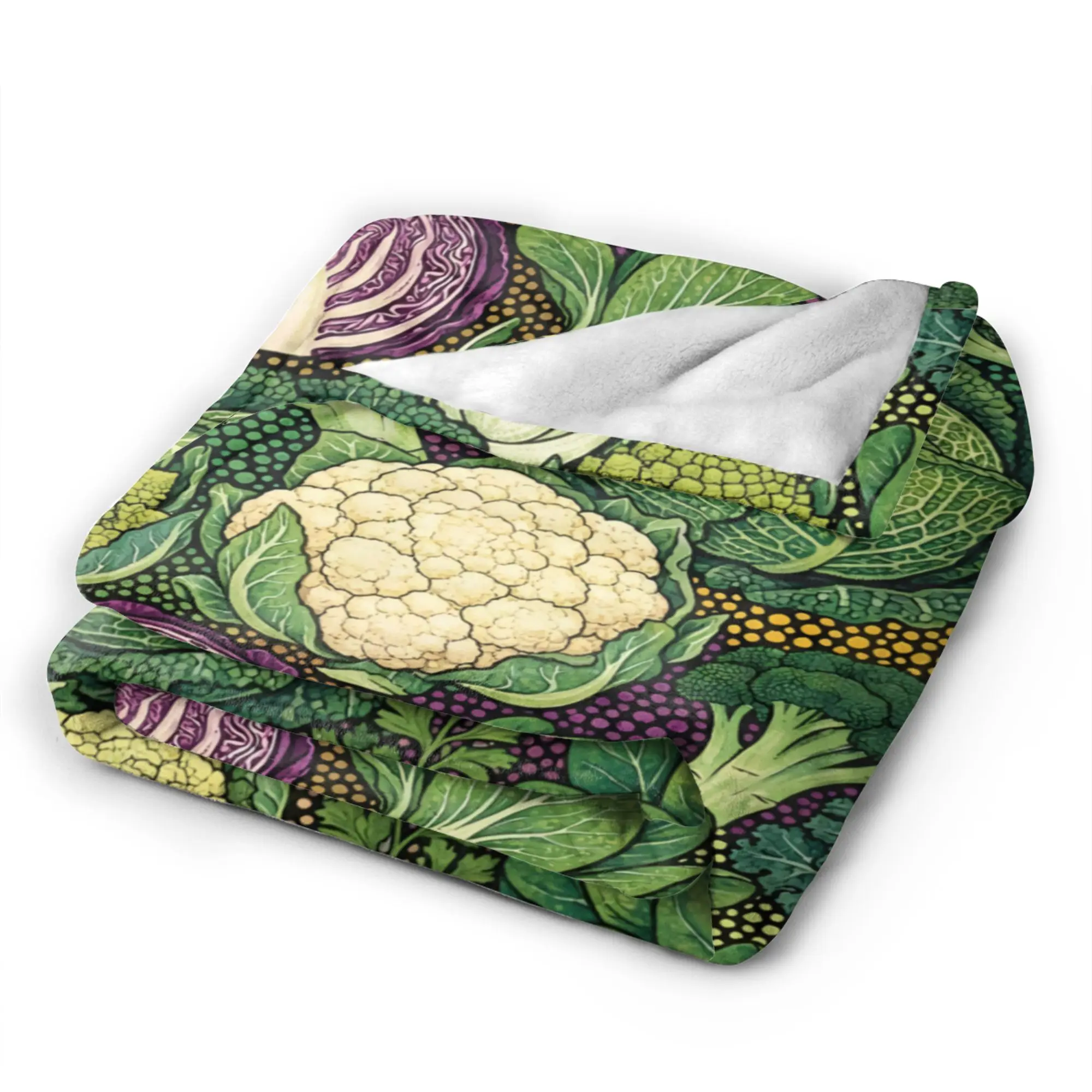 Cabbage Pattern Flannel Blankets Winter  Super Warm Throw Blanket for Kids Home Decor Graphic Bedspread Sofa Bed Cover