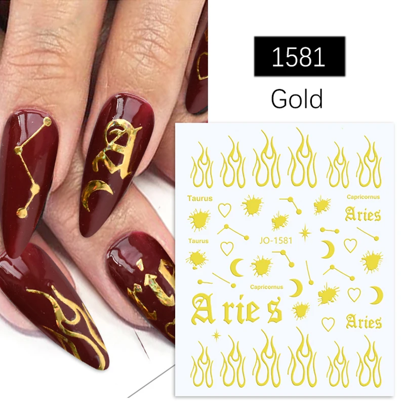 Golden Nail Art Stickers Fire Adhesive Sliders Leaves Winter Sticker Autumn Products Stick On Nails Decorations Room Design