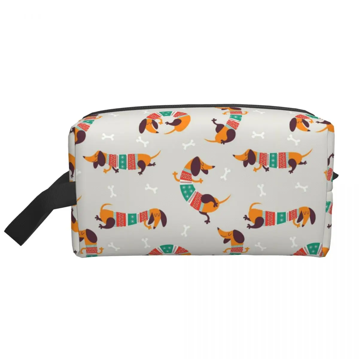 Neceser personalizado de pelo corto para mujer, bolsa de cosméticos para perro salchicha, crema, salchicha, estuche de maquillaje Kawaii de gran capacidad, bolsas de aseo para almacenamiento de belleza