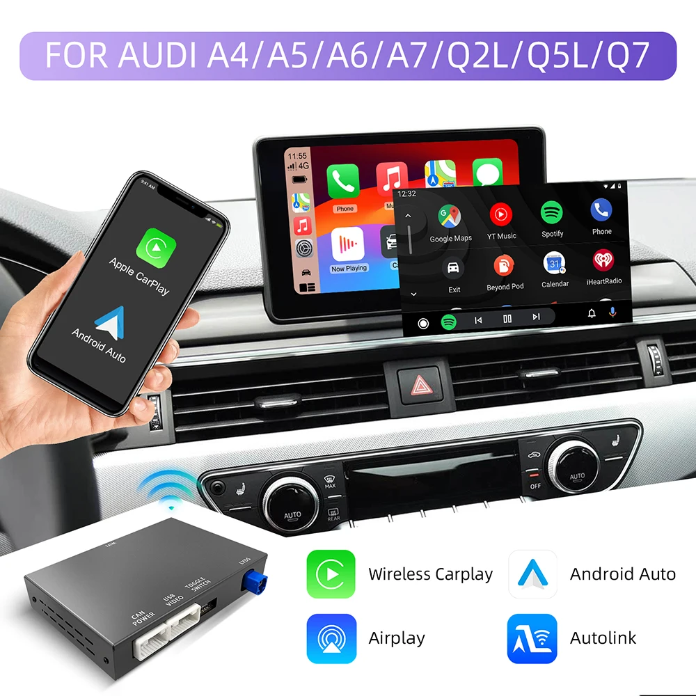 ANYFAR Wireless CarPlay for Audi A4 A6 A7 A5 2015-2019 Android Auto Mirror Link AirPlay Reverse Camera Multimedia Accessories
