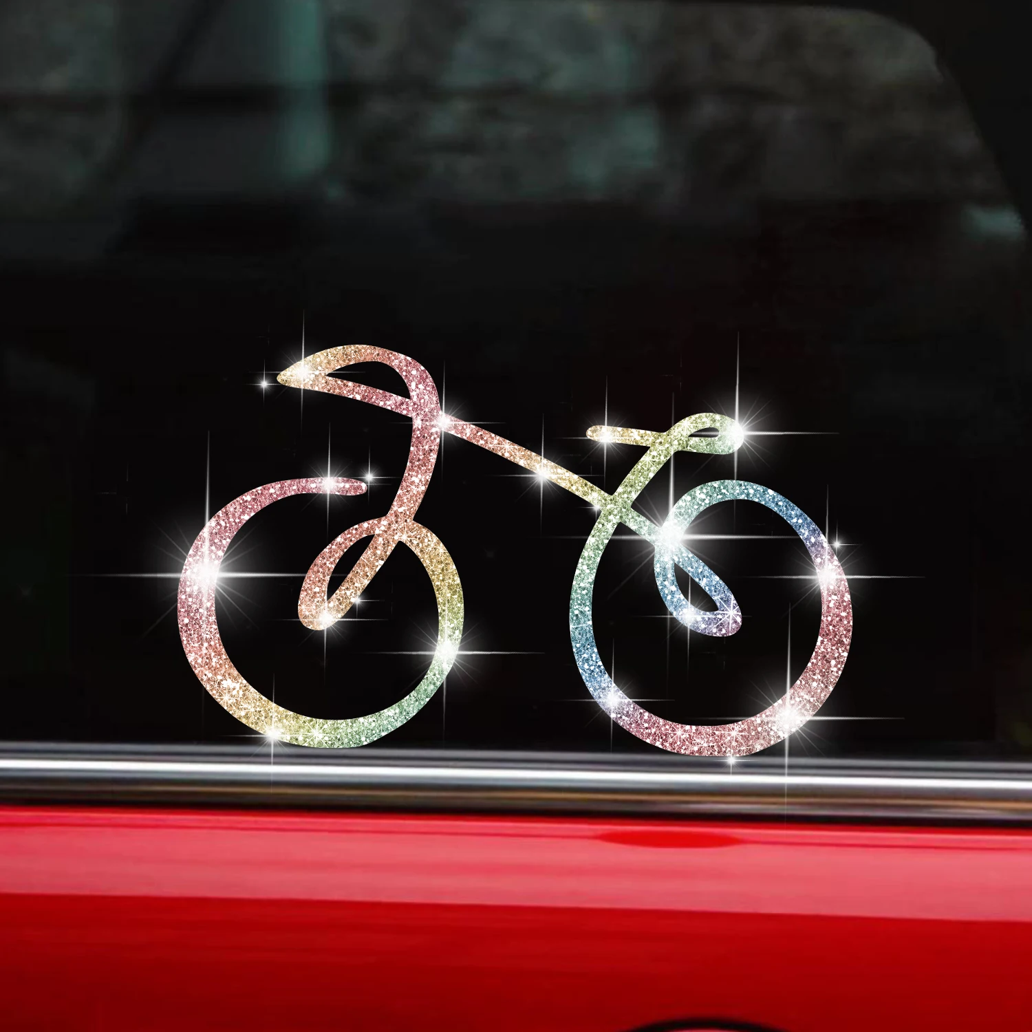 1개 반짝이는 자전거 자동차 스티커 자체 접착식 설치가 용이 자동차, 트럭, 오토바이에 적합 최고의 선물