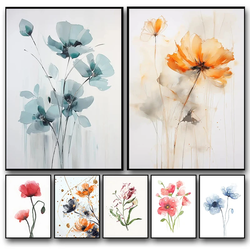 Watercolor Beautiful Flower Still Life Art Poster Canvas Painting Prints Wall Painting Modern Living Room Bedroom Home Decor