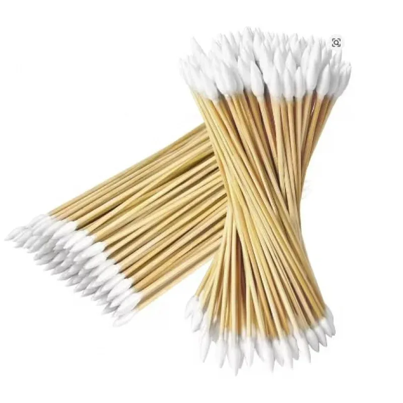 Pop # 01-- de stock100 PCS Coton-tige avec manche en bambou, 6 pouces de long, pointes à double pointe pour tatouage, nettoyage, maquillage et oreilles