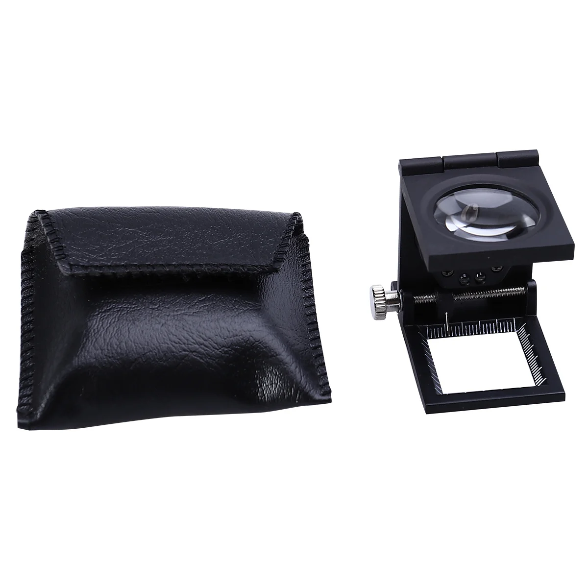 

8X Tri-Fold Magnifying Glass Black 24Mm Led Illuminated For Reading Maps Jewelry Inspection Foldable Abs Optical Lens Tool