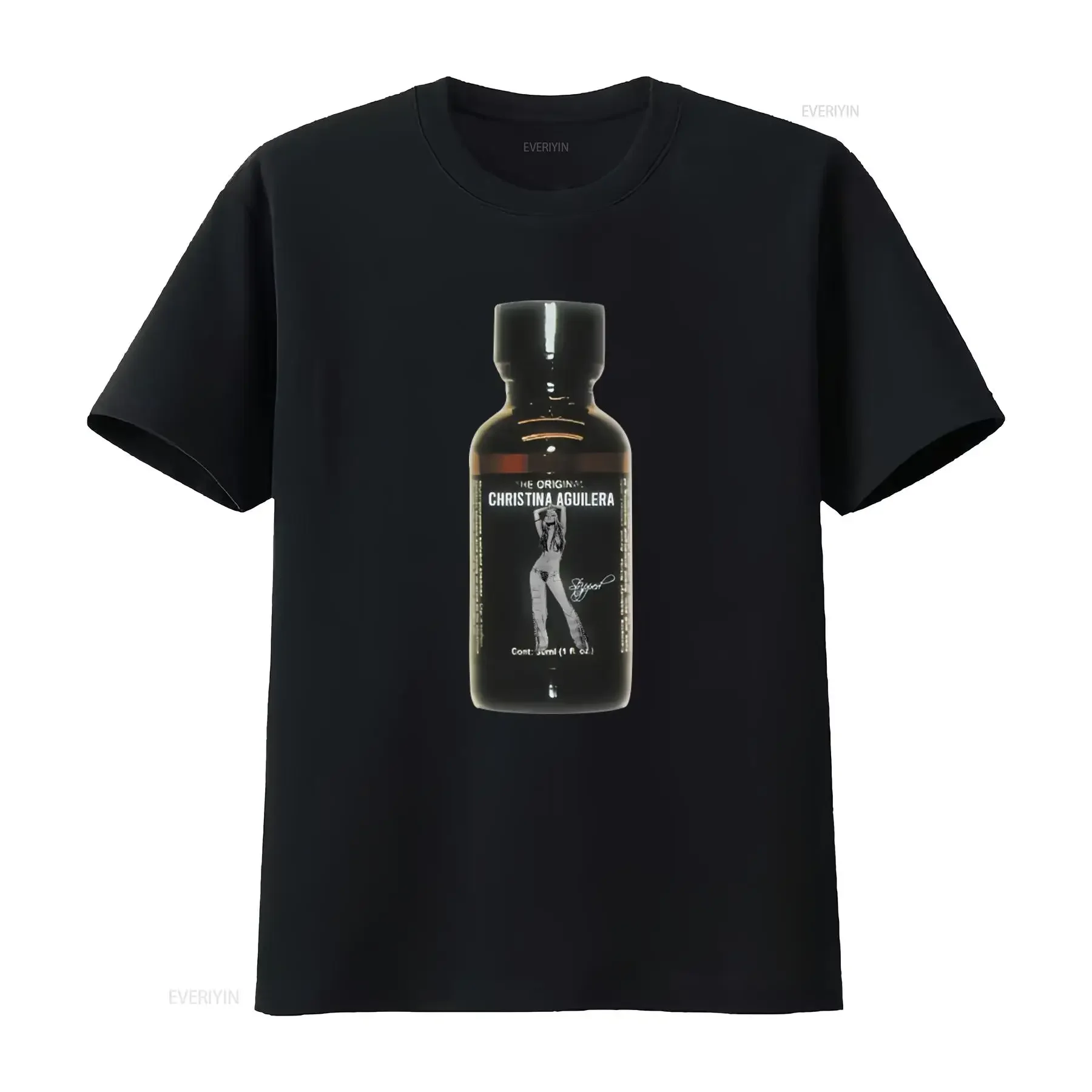 Christina Aguilera The Origins Perfume Bottle Design T Shirt for Women Fashionable Print vintage Washed Soft Casual Comfortable