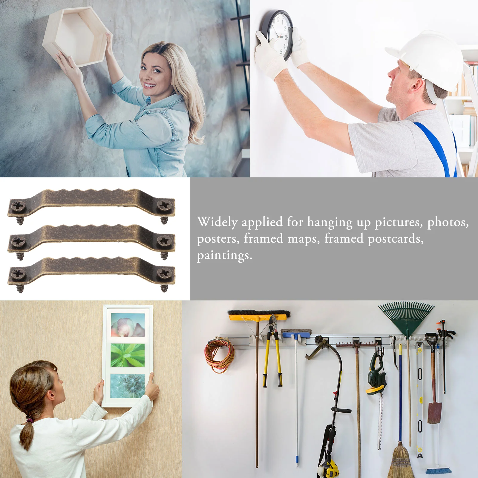 100 Pcs Photo Frame Hook Picture Hanging Hardware Canvas Hangers Hooks Serrated for Wall Pictures