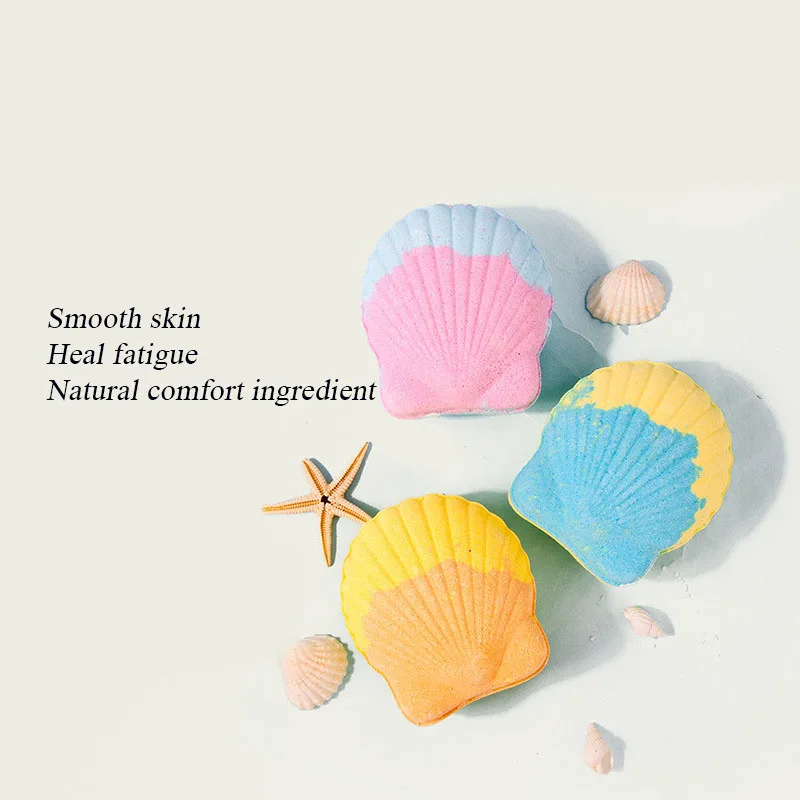 5ชิ้นลูกบอลอาบน้ำหอยเชลล์อเนกประสงค์ลูกบอลเกลือขัดผิวน้ำมัน Essential สกัดจากหอยเชลล์เพื่อปรับปรุงกลิ่นตัวและความหยาบ