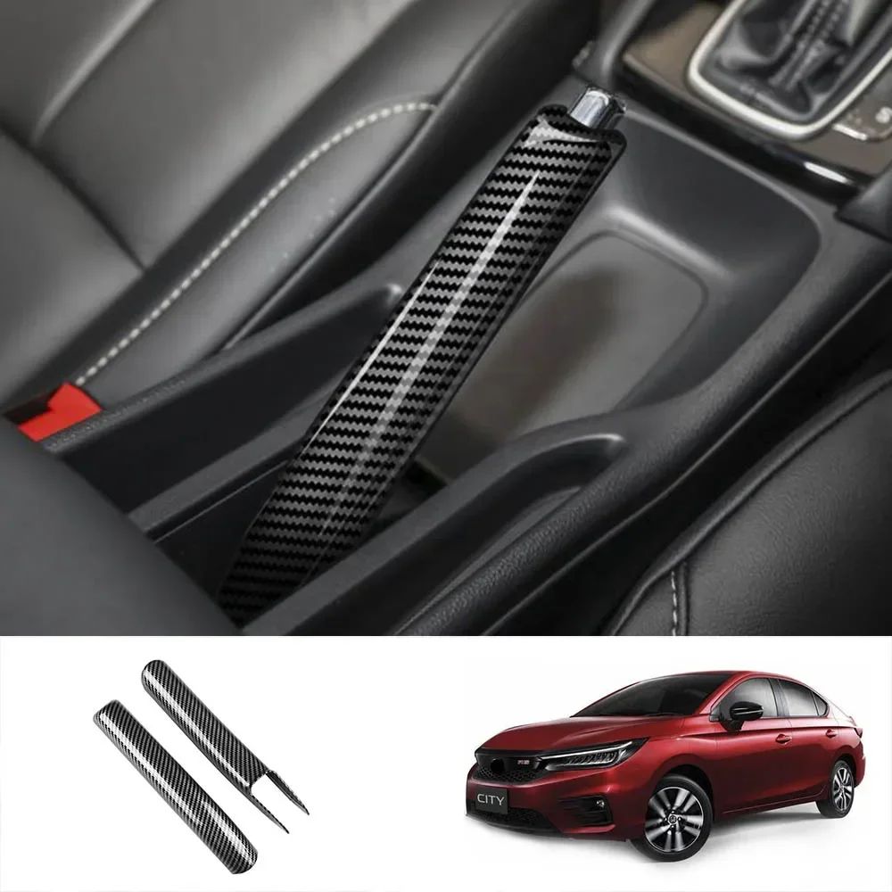 RHD For Honda City 2022 2023 Car Console Handbrake Panel Trim Cover Sticker Decor Hatchback Carbon Fiber Handbrake sleeve