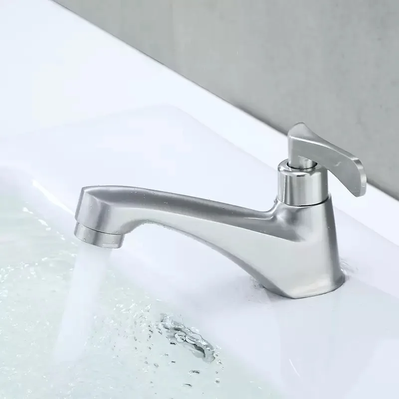 1PCS 304 Stainless Steel Single Cooling Basin Faucet for Bathroom Cabinet Wash Basin Ceramic Basin Single Cooling Faucet
