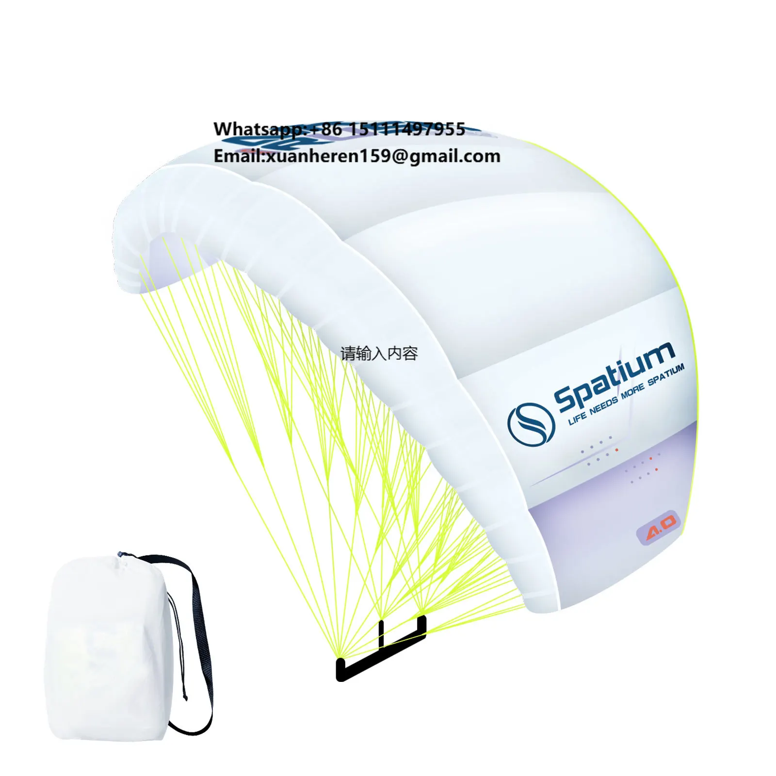 Spatium US Local Warehouse Adult Surfing Kite,4㎡ Nylon Material, Sturdy Lightweight Pocket Wing Ripstop Wing Surfing Parawing