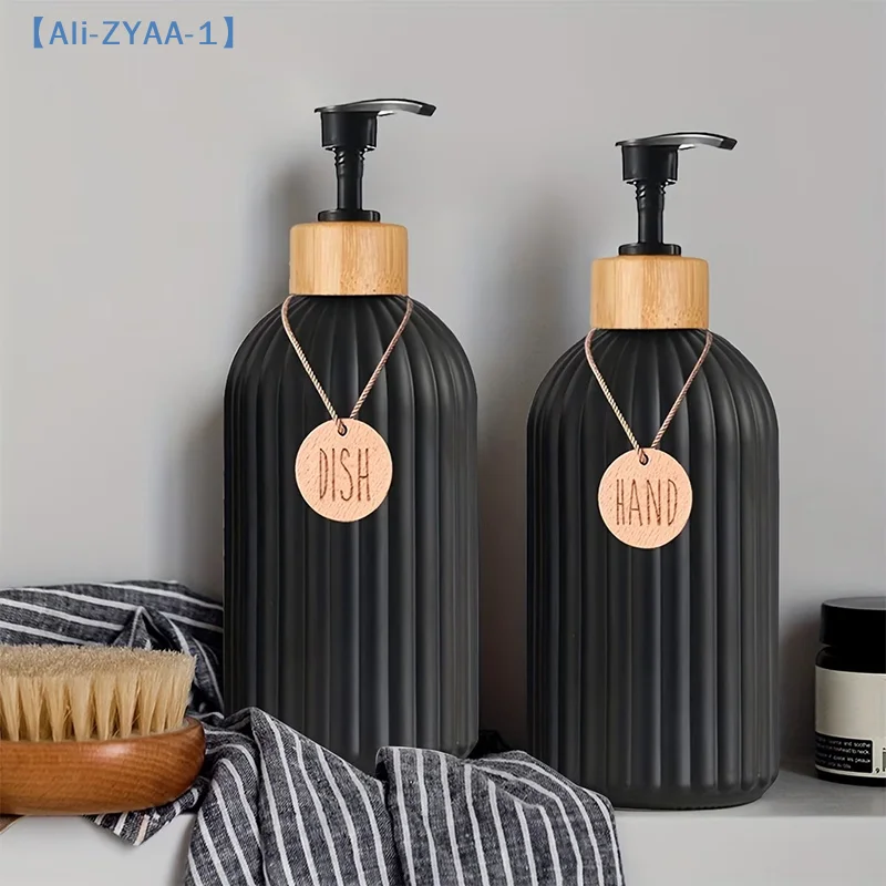 【ZYAA-1】1/3pcs 500ML Striped Bottles For Shampoo, Body Wash, And Conditioner, Kitchen/Bathroom Soap Dispenser Refillable Bottle view 4