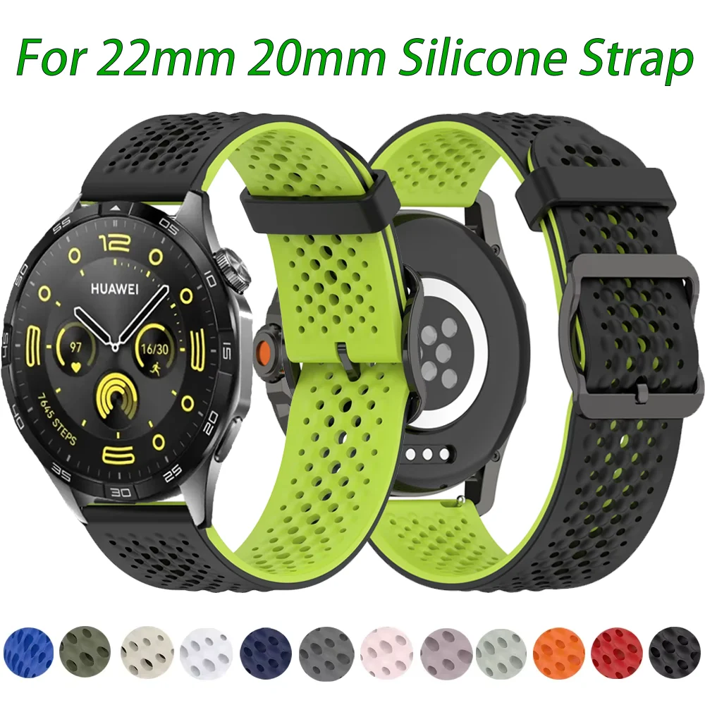 Силиконовый ремешок 22 мм 20 мм для Samsung Galaxy Watch 7/6/FE Band Watch 4 3/GT2 Pro/GT5, сменный дышащий браслет, аксессуары