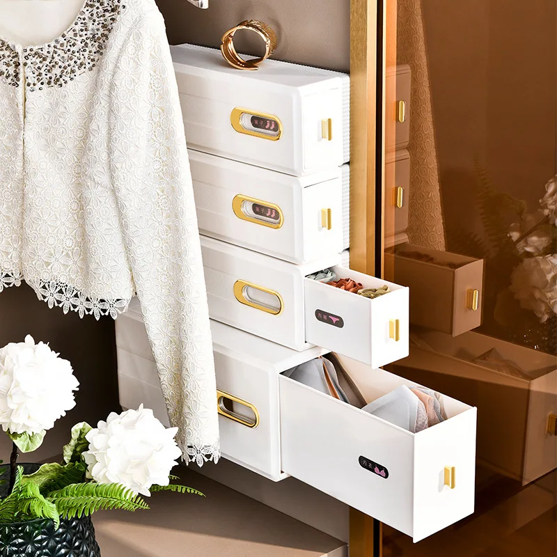 Drawer Type Underwear Storage Box Save Space Closet Wardrobe Cabinet Organizers Wall Mounted Socks Bra Plastic Container