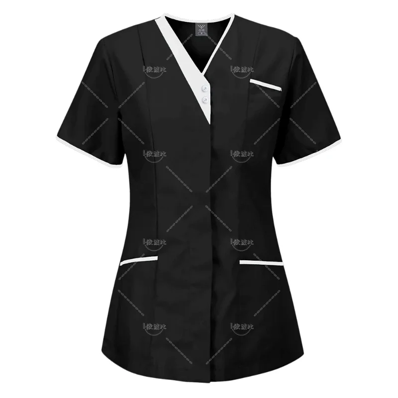 Beauty Salon Uniform Breathable Nurse Uniform Medical Accessories Fashion Patchwork Blouse Scrubs Tops Spa Clothes Women