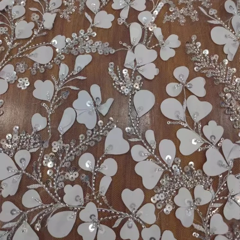

Beaded Sequin Embroidered Lace Mesh Fabric for DIY Sewing Handmade Wedding Dress Accessories Clothing Fashion Material Cloth