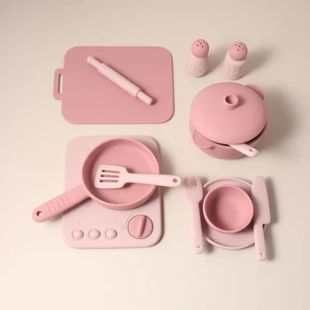 13 Pcs Set Silicone Cooking Play Set Toy Pretend Play Kitchen Tool Play Game Early…