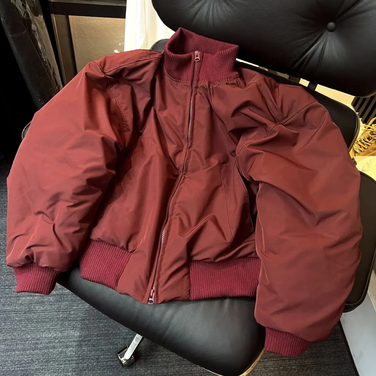 

Мужская зимняя утепленная куртка-бомбер MA-1 с воротником-стойкой, цвета красного вина, из хлопка, с хлопковым наполнителем, Cleanfit, бейсбольная куртка, верхняя одежда