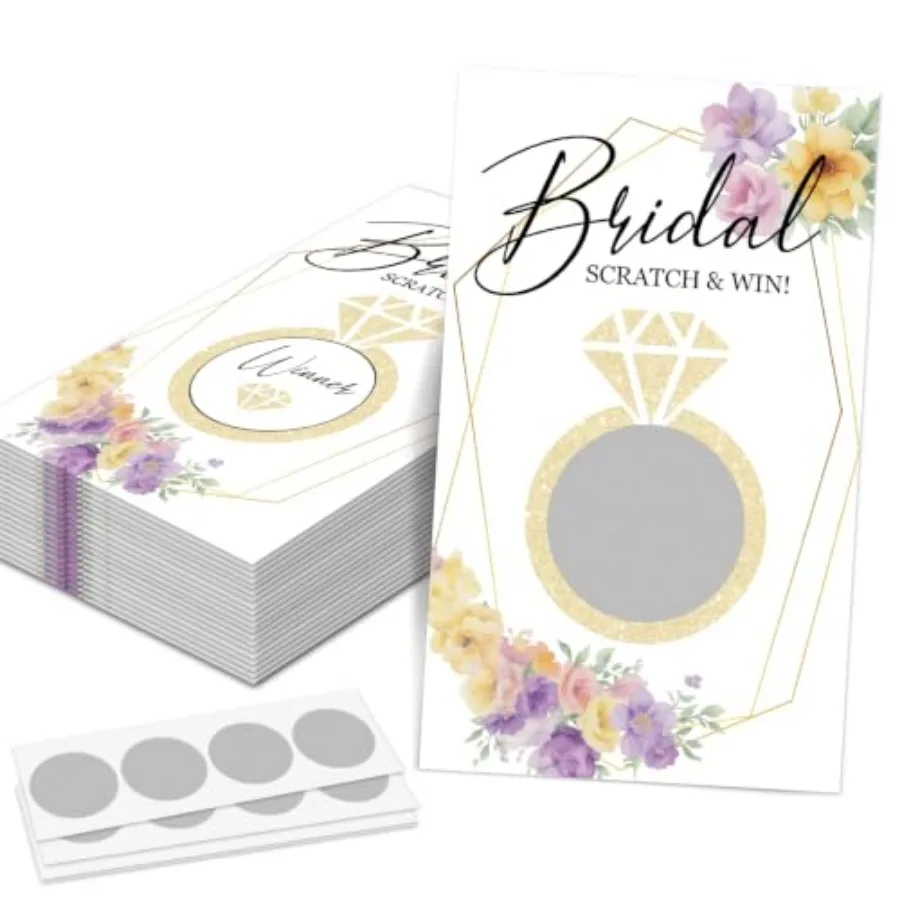 Golden Ring Bridal Shower Scratch Off Game Engagement Party Favors Scratch Off Bridal Shower Games floral Bridal Shower Card fo
