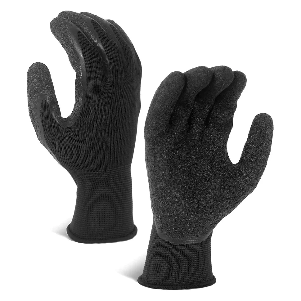 10 Pairs Work Gloves Crinkle Palm Enhanced Grip Anti-Slip Industrial Working Gloves