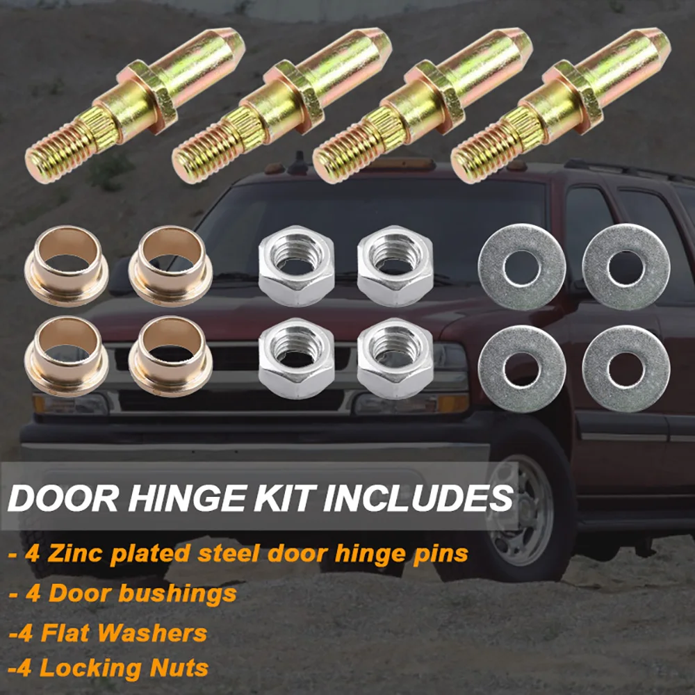 Car Door Hinge Pins & Bushing Kit For 1999-2007 Chevy Silverado GMC Sierra Truck SUV Car Front Door Hinge Pin Bushing Repair Kit