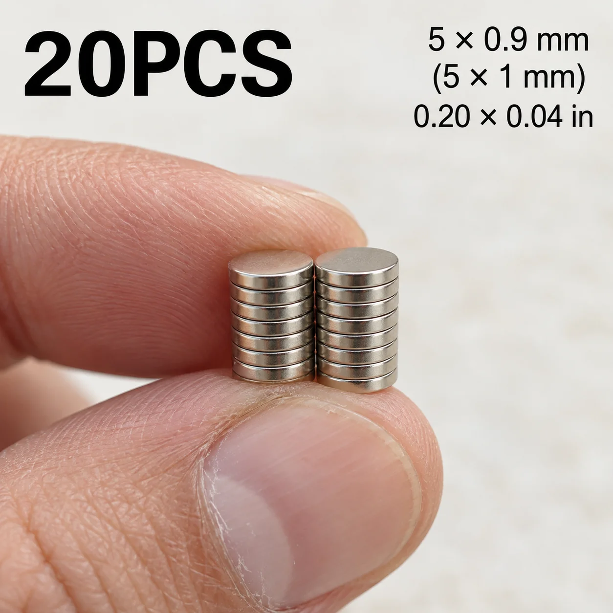 Small Round Disc Magnets, 0.20 x 0.04in, Silver Mini Magnets for Fridge, Photos, Notes, Metal Cabinets & Office Organization