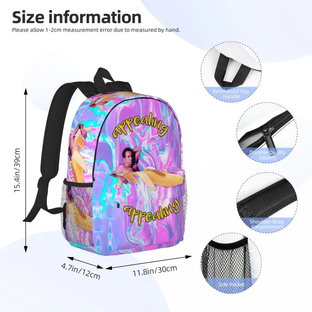 Nicholas Cage Banana Appealing Backpack Student Boys Girls BookBag Men Women School Bag Computer Shoulder Bags