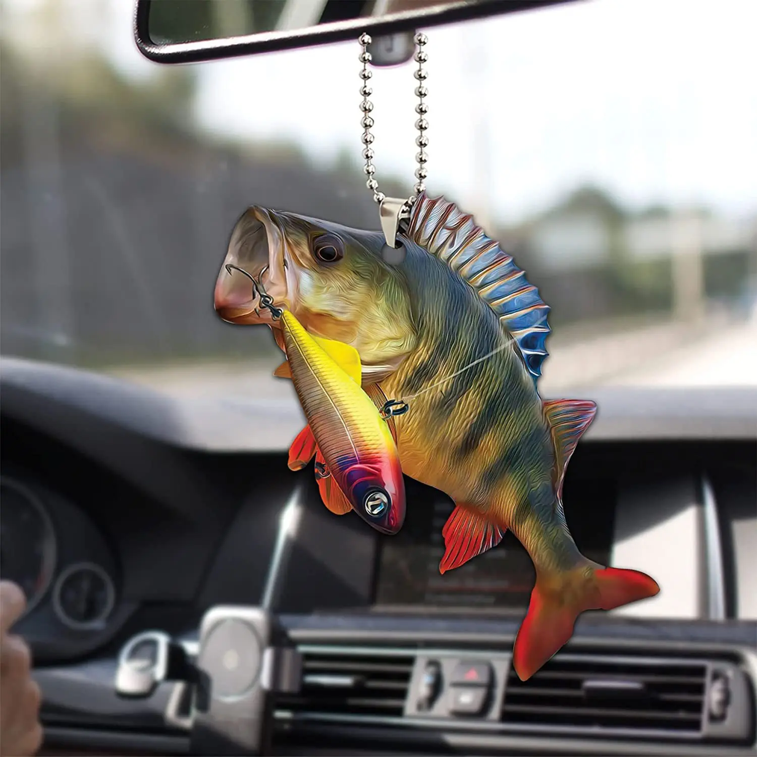 Fishing Pendant Acrylic Fish Keychain Auto Rearview Mirror Decoration Novelty Acrylic Keychain For Automobile Birthday Present