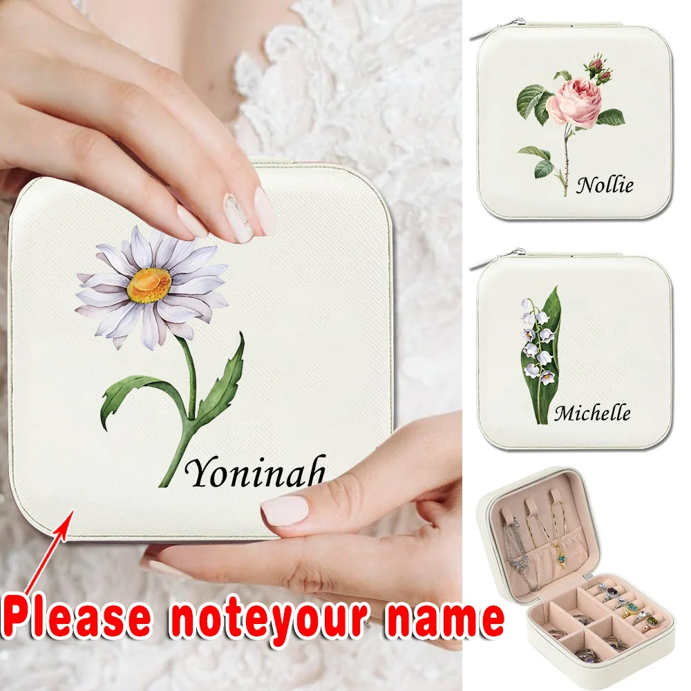 صندوق مجوهرات للسفر للسيدات، صندوق تخزين بنمط مطبوع أنيق #1