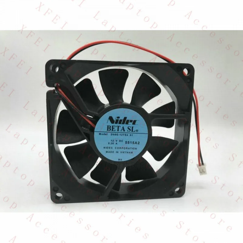 

F For NIDEC D08G-12TS4 01 12V 0.38A 8cm 8020 2-wire chassis cooling fan
