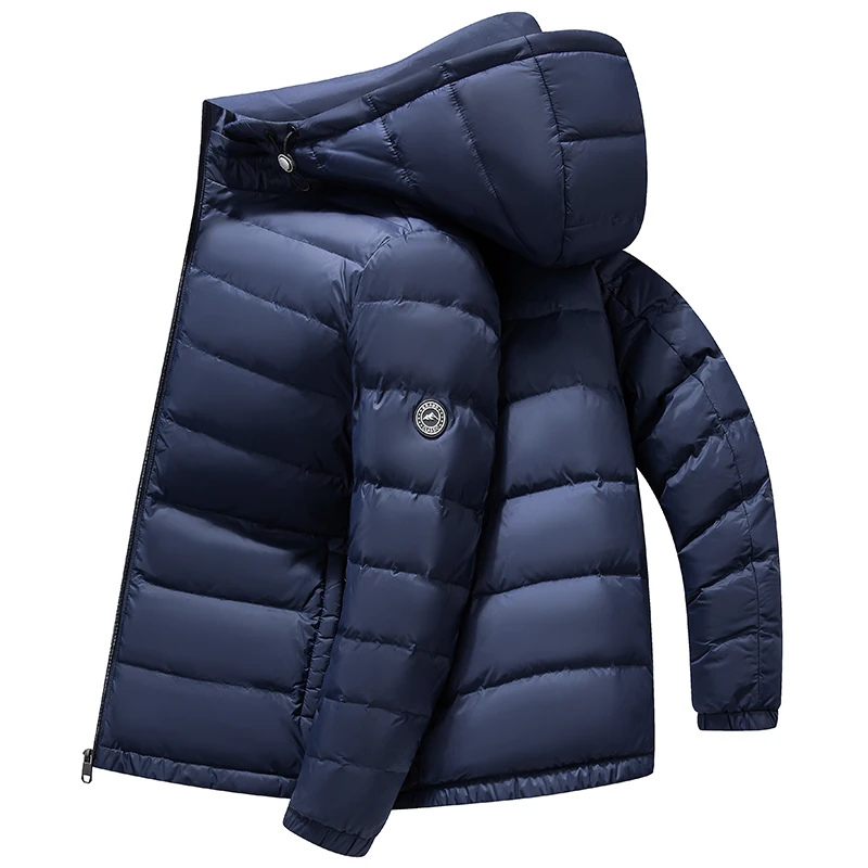 Winter new Thick men's Down Jacket casual lightweight Hooded Detachable Warm White duck down jacket men's Puffer Coat