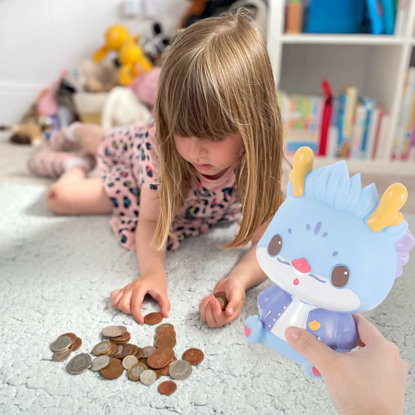 Dragon Zodiac Piggy Bank Cartoon Style Resin Money Jar for Kids Saving Habit Desktop Decor New Year Birthday Gift Dragon Coin