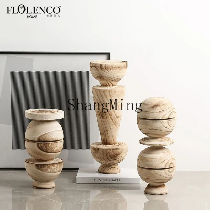 

PYH retro log wind geometric art cascading wood ornaments sales office hotel entrance desktop new and peculiar handicrafts