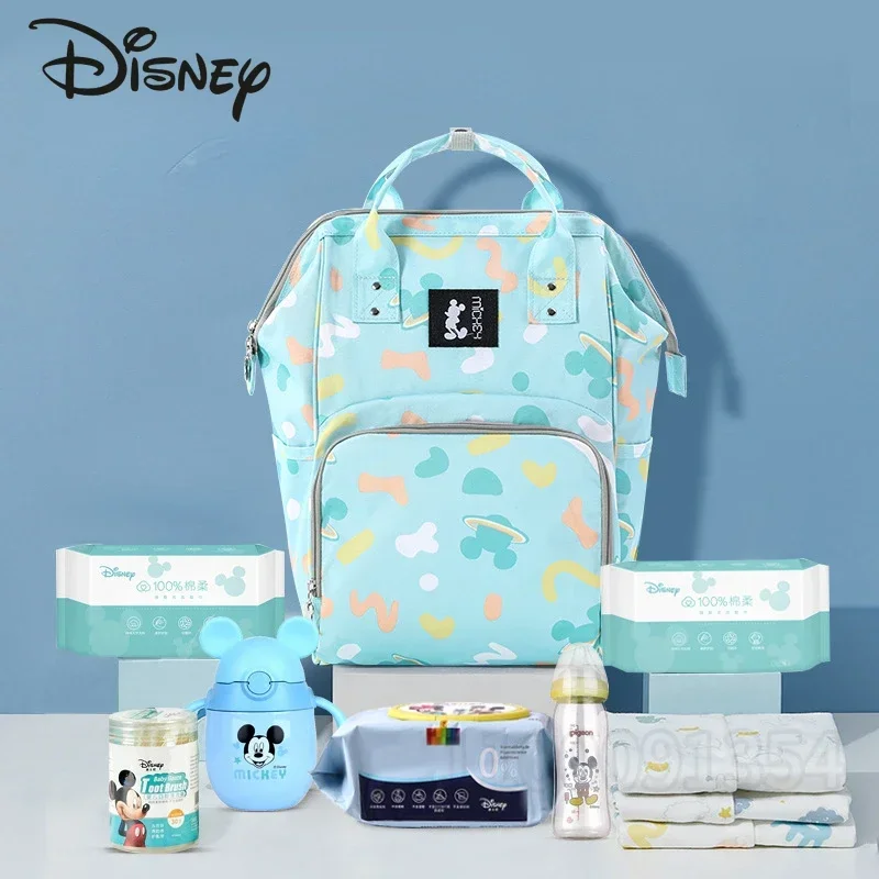 Disney original novo mickey saco de fraldas mochila marca luxo moda saco de fraldas do bebê grande capacidade multifuncional saco do bebê