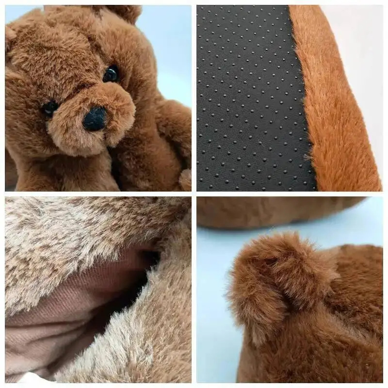 Pantofole da casa grandi con orso cartone animato Scarpe in cotone peluche con orso carino Pantofole da nido per uso domestico pelose calde coperte con tacco
