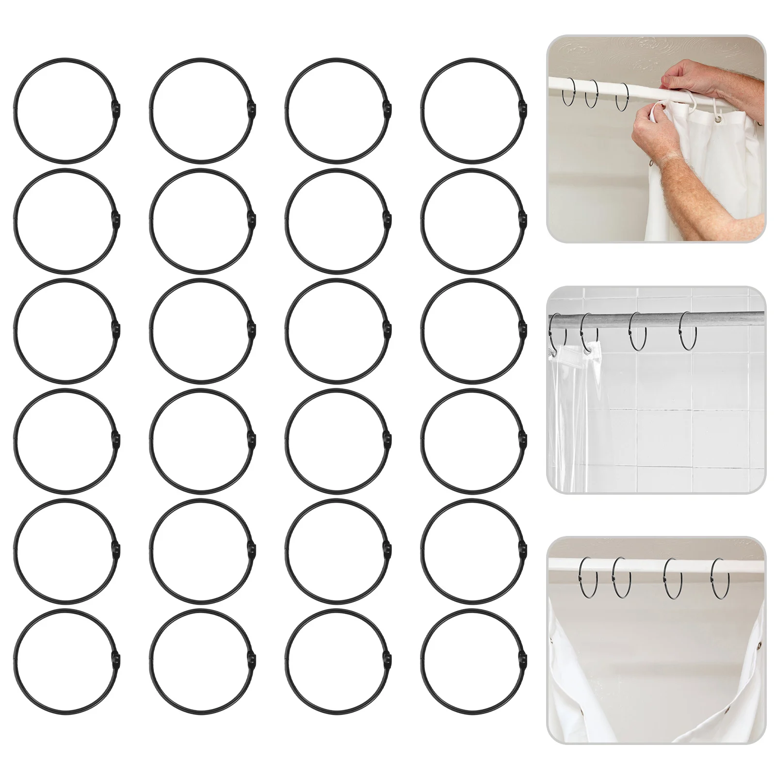 24 قطعة حلقات ستائر دائرية معدنية ألوان كلاسيكية نمط مطوي لا نتوءات آمنة للاستخدام حلقات تعليق الستارة الدائرية #1