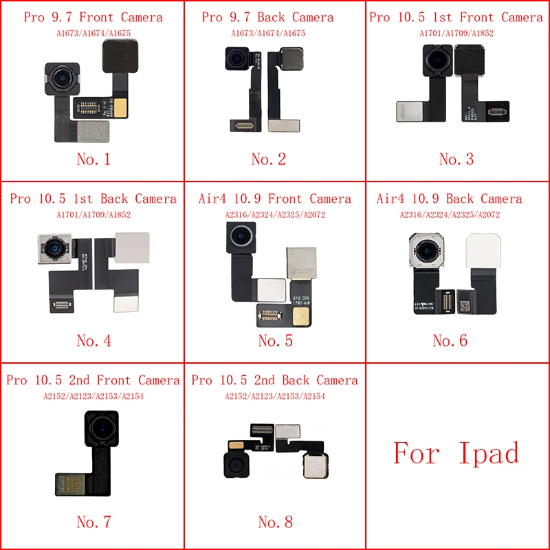 

Big Rear Back Camera Main Front Face Small Flex Cable For iPad Pro 9.7 A1673 10.5 1st A1701 A2152 2nd 10.9 Air 4 A2316 Mini5