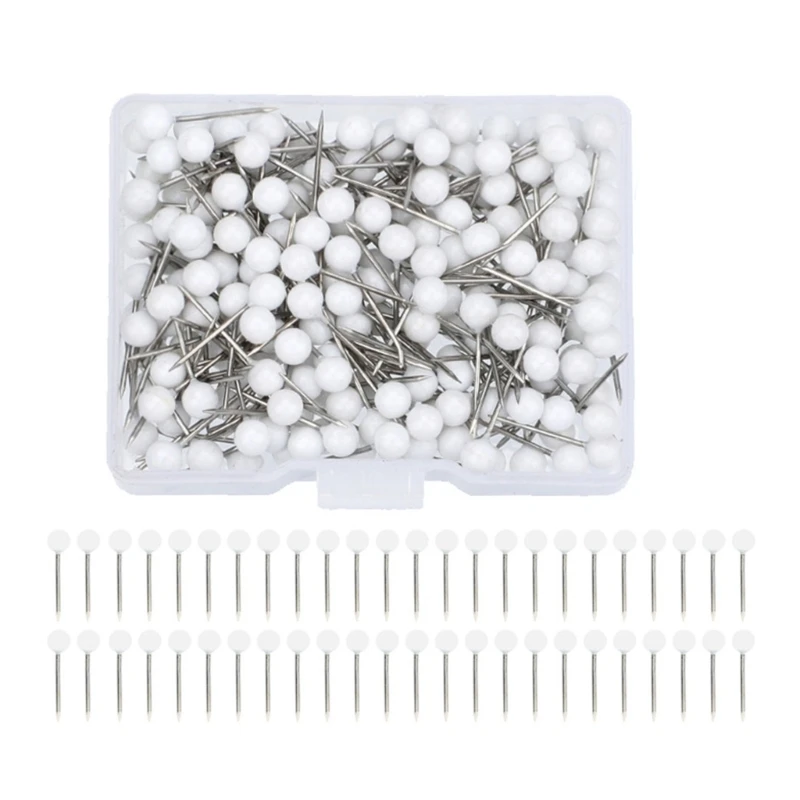 C90C Cork Board Tacks Beads Head Map Pins Heart Pushpins Flat Round Push Pin