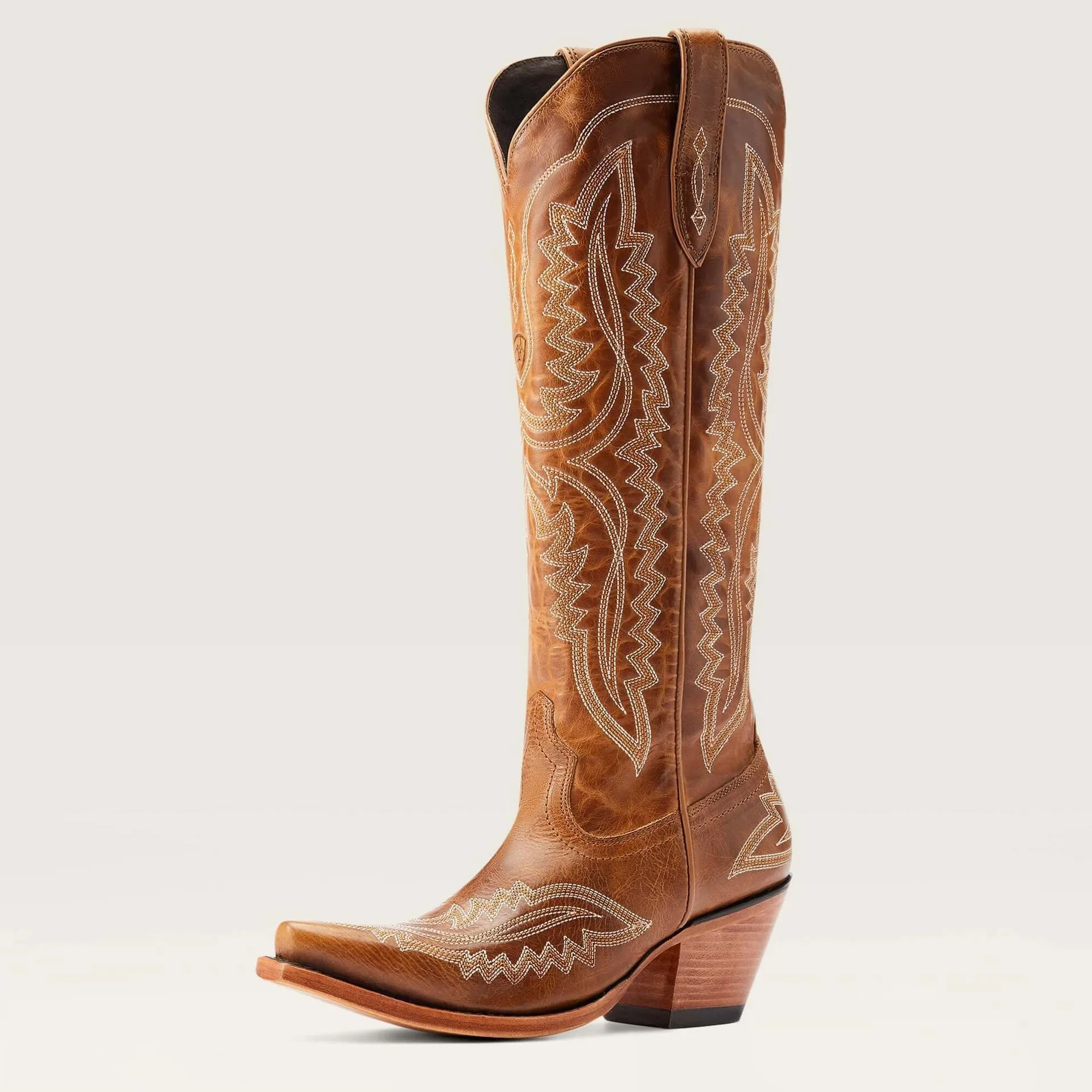Damen Western Cowboy-Stiefel mit spitzer Zehenpartie, dicken hohen Absätzen, knielang, bestickt, Herbst, Blockabsatz, Retro-Freizeitschuhe – Detail 13