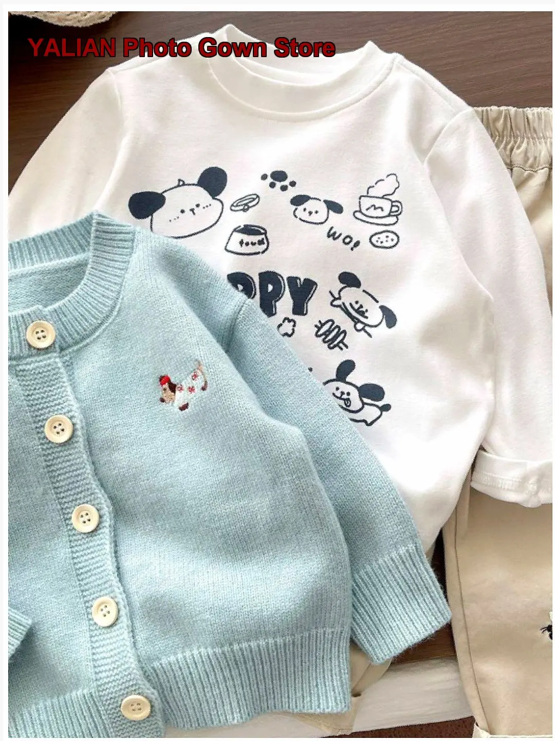 Baby Three-Piece Set 2026 Spring Knit Top Boys Girls Spring Outfit Three-Piece Set Kids