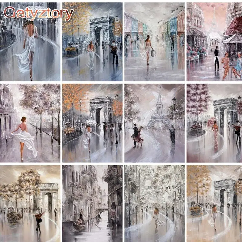 

GATYZTORY Diy Frame Painting By Numbers Street Landscape 40x50cm Drawing By Numbers Modern Diy Gift Home Wall Decor