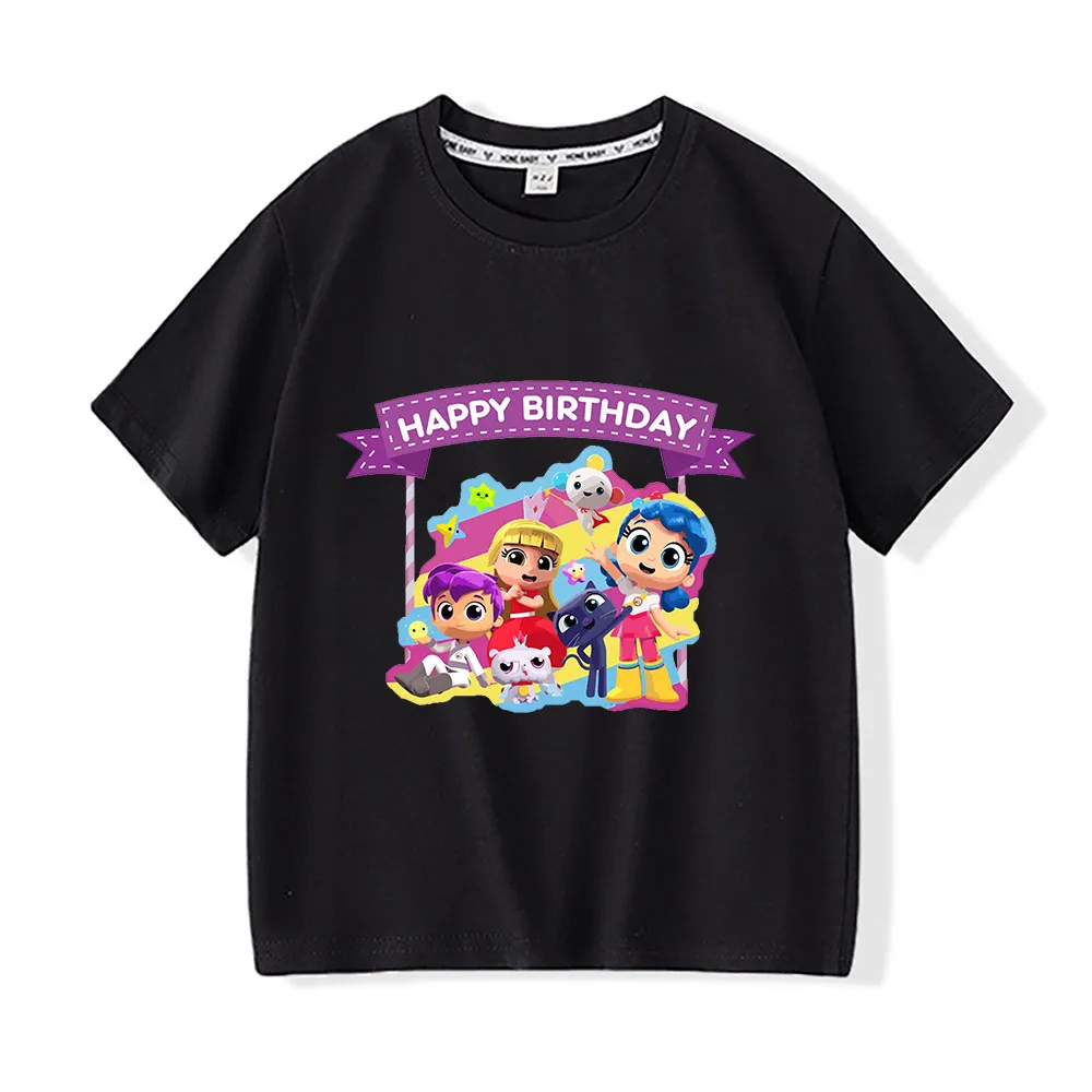 True and The Rainbow Kingdom Kids Tees Cartoon Print Cotton Kawaii Girls Short Sleeve Boys Cute T Shirt Children Summer Clothes