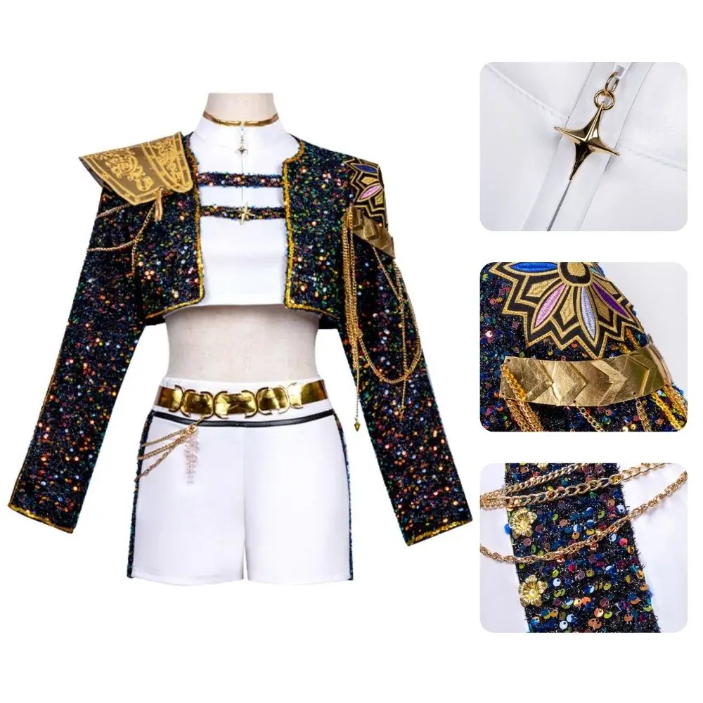 Kids Girls Rumi Zoey Mira Demon Hunters Kpop Cosplay Fantasia Costume for Children Idol Roleplay Outfit Halloween Carnival Suit